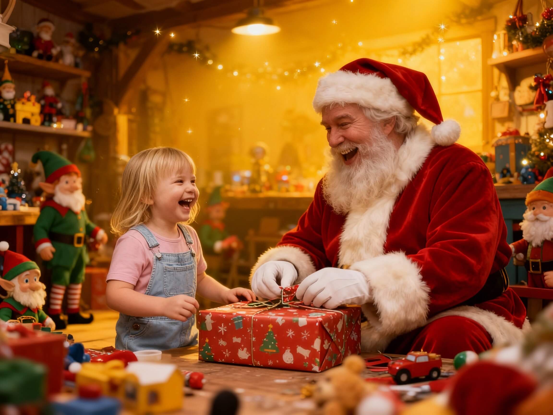 AI Photo with Santa - Flying Sleigh Scene Example